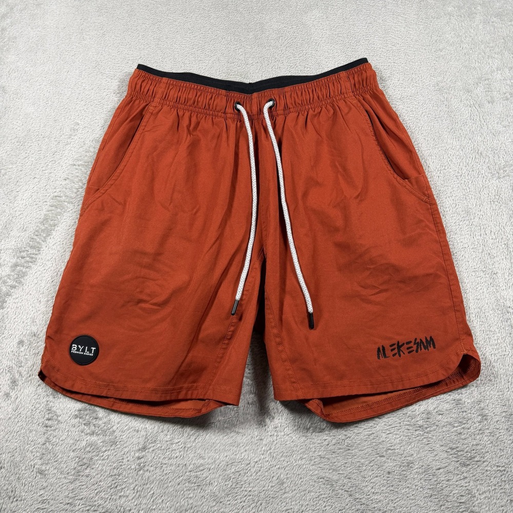 BYLT Premium Basics Active Shorts 7" Mens Large Rust Orange‎ Lined Alekesam Gym